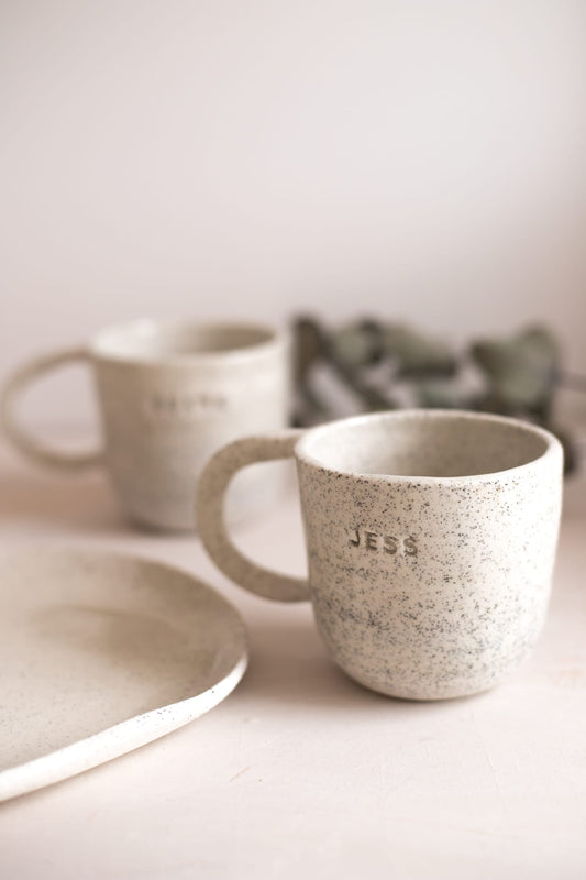 Pre-order | Personalised Ceramic Mug (wheel thrown) - write anything you want on it!